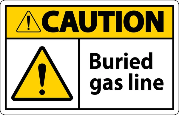 Caution Sign Buried Gas Line White Background — Stock Vector