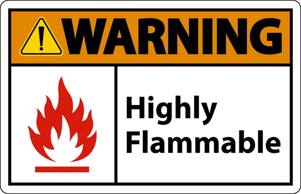 Warning Highly Flammable Sign White Background — Stok Vektör