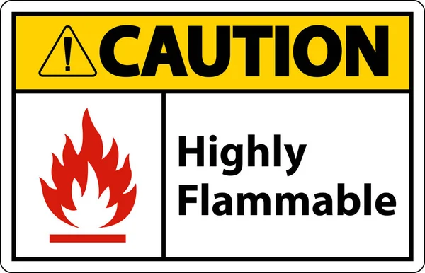 Caution Highly Flammable Sign White Background — Vector de stock