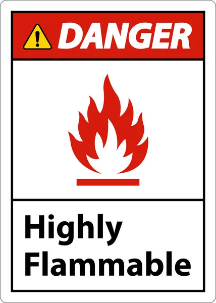 Caution Highly Flammable Sign White Background — Vector de stock