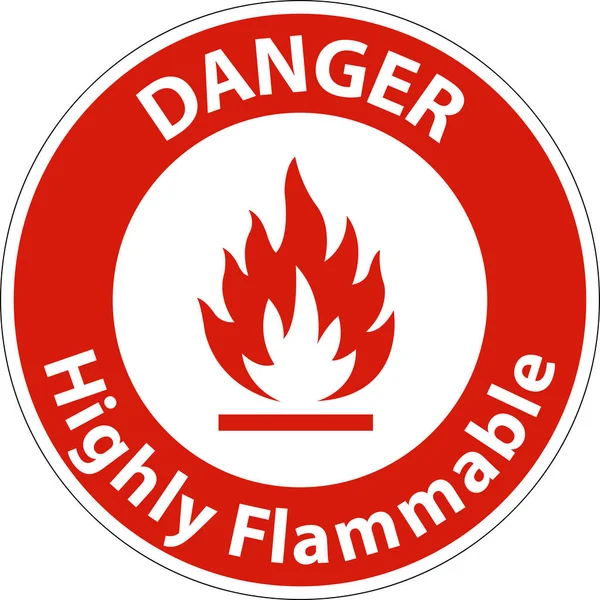 Caution Highly Flammable Sign White Background — Image vectorielle