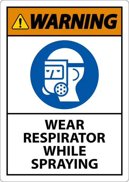 Warning Wear Respirator While Spraying Sign Symbol — стоковый вектор