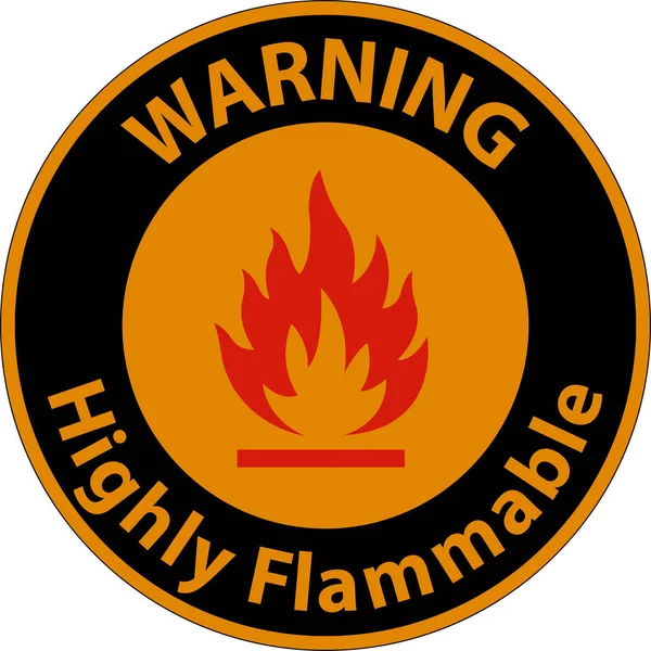 Warning Highly Flammable Sign White Background — Image vectorielle