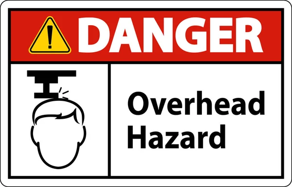 Danger Overhead Hazard Sign White Background — 스톡 벡터