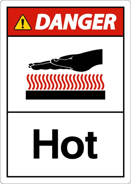 Danger Hot Symbol White Background — Vector de stock