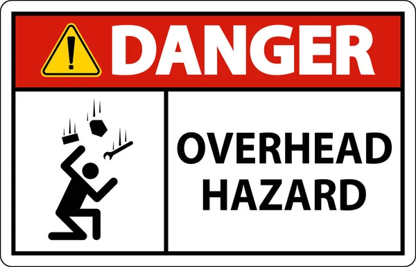 Danger Overhead Hazard Sign White Background — Vector de stock
