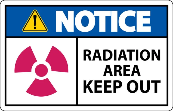 Notice Radiation Area Keep Out Sign White Background — Stock Vector