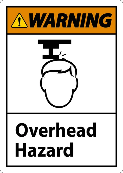 Warning Overhead Hazard Sign White Background — 스톡 벡터