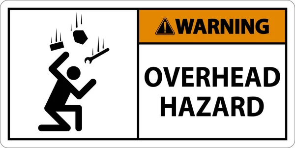 Warning Overhead Hazard Sign White Background — 스톡 벡터