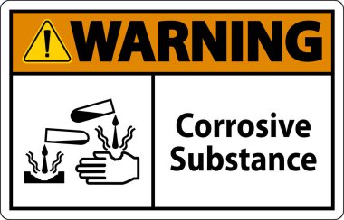 Beyaz Arkaplanda Aşındırıcı Madde Uyarı İşareti