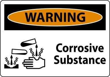 Beyaz Arkaplanda Aşındırıcı Madde Uyarı İşareti
