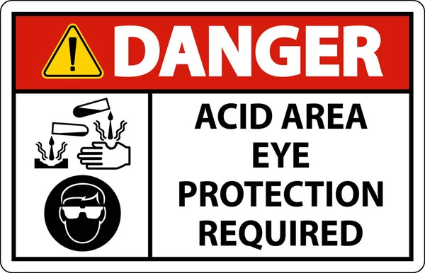 Danger Acid Area Eye Protection Required Sign Sign — Vector de stock