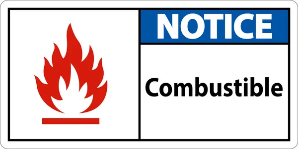 Notice Sign Combustible White Background — Vector de stock