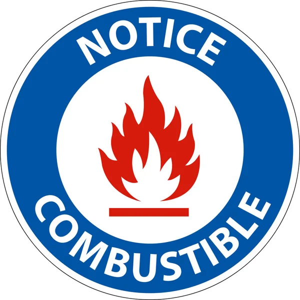 Notice Sign Combustible White Background — Vector de stock
