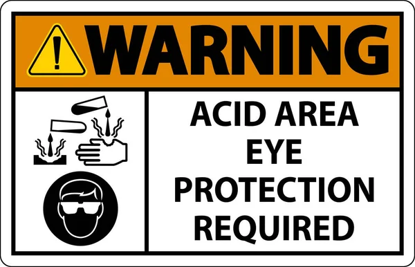 Warning Acid Area Eye Protection Required Sign Sign — Archivo Imágenes Vectoriales
