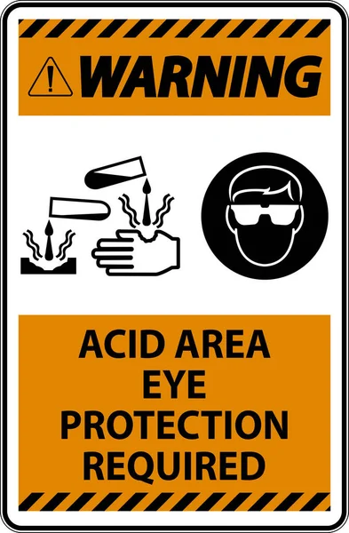 Warning Acid Area Eye Protection Required Sign Sign — Archivo Imágenes Vectoriales