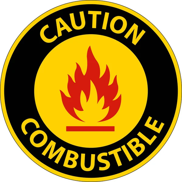 Caution Sign Combustible White Background — Vector de stock