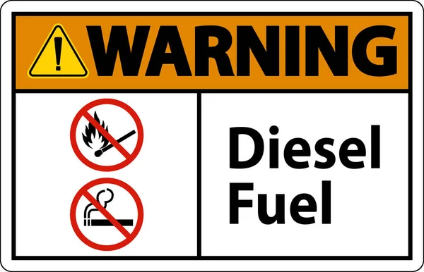 Warning Sign Diesel Fuel White Background — Vetor de Stock