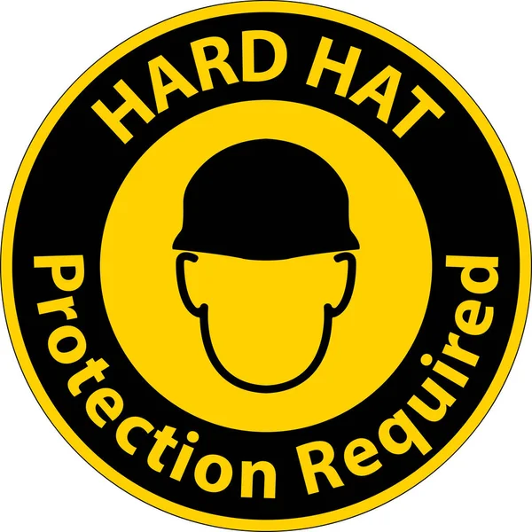 Caution Hard Hat Protection Required Sign White Background — Stockový vektor