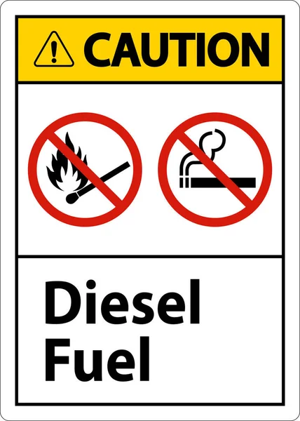 Caution Sign Diesel Fuel White Background — Vetor de Stock