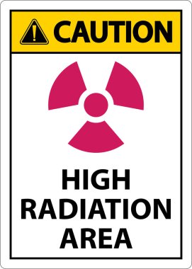 Caution High Radiation Area Sign on white background