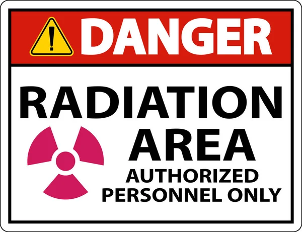 Danger Radiation Area Authorized Only Sign White Background — Stockvector