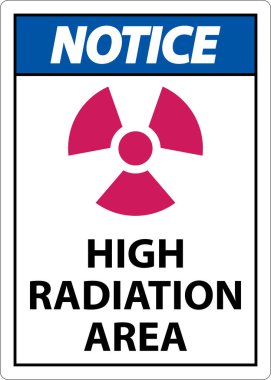 Notice High Radiation Area Sign on white background