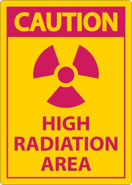 Caution High Radiation Area Sign on white background