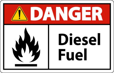 Danger Diesel Fuel Sign On White Background