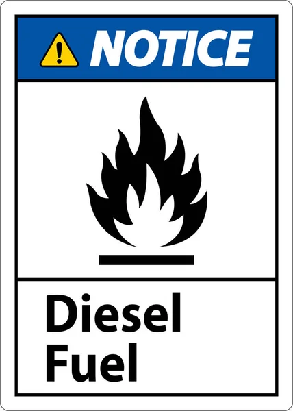 Notice Diesel Fuel Sign White Background —  Vetores de Stock