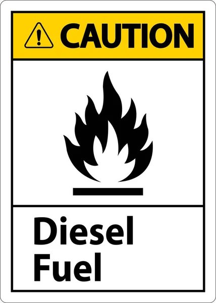 Caution Diesel Fuel Sign White Background — Vetor de Stock