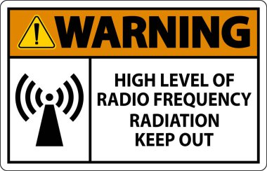 Warning High Level of RF Radiation Sign On White Background clipart