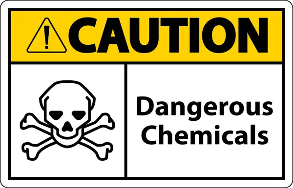Caution Dangerous Chemicalsl Sign White Background — Stockvektor
