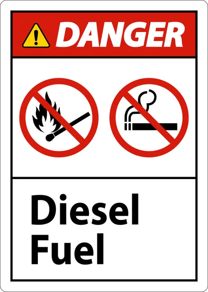 Danger Sign Diesel Fuel White Background — Vetor de Stock