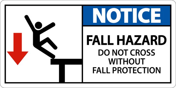 Notice Cross Fall Protection Sign White Background — Stockvector