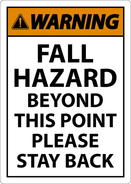 Warning Fall Hazard Point Sign White Background — Vettoriale Stock