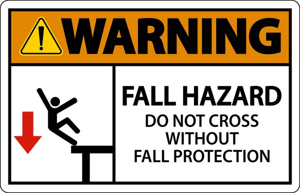 Warning Cross Fall Protection Sign White Background — Stockvector