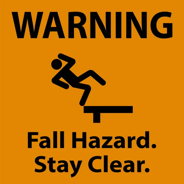 Warning Fall Hazard Stay Clear Sign White Background — Stockvector