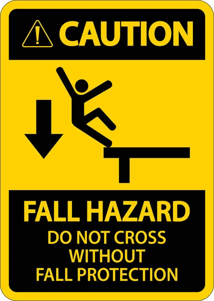 Caution Cross Fall Protection Sign White Background — Vettoriale Stock