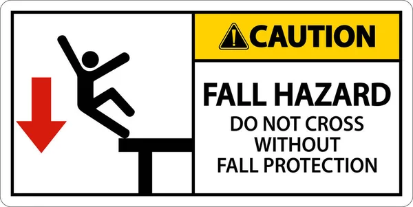 Caution Cross Fall Protection Sign White Background — Vettoriale Stock