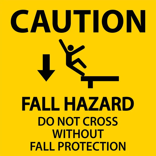 Caution Cross Fall Protection Sign White Background — Stockvektor