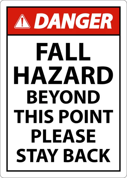 Danger Fall Hazard Point Sign White Background — 스톡 벡터