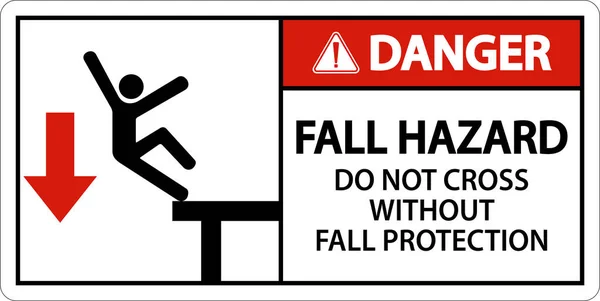 Danger Cross Fall Protection Sign White Background — 图库矢量图片