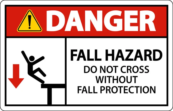 Danger Cross Fall Protection Sign White Background — Stockový vektor