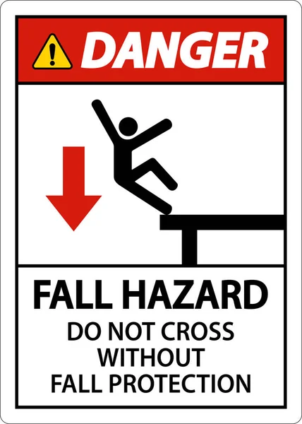 Danger Cross Fall Protection Sign White Background — Stockvektor