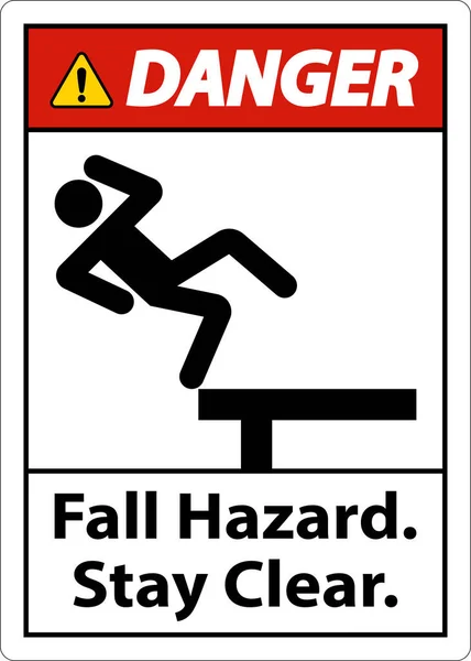 Danger Fall Hazard Stay Clear Sign White Background — Stockvektor