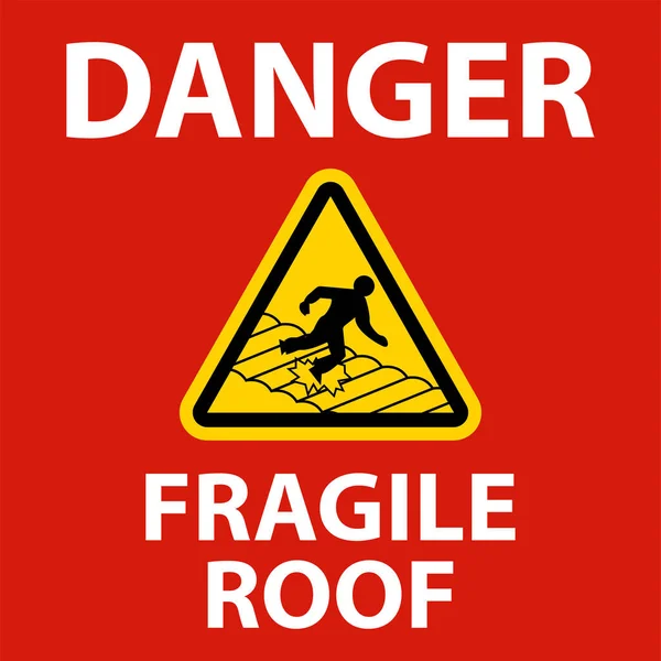 Danger Fragile Roof Sign White Background — Stock Vector