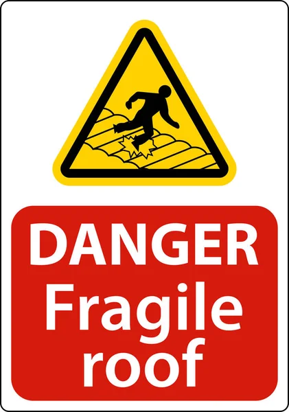 Danger Fragile Roof Sign White Background — Image vectorielle