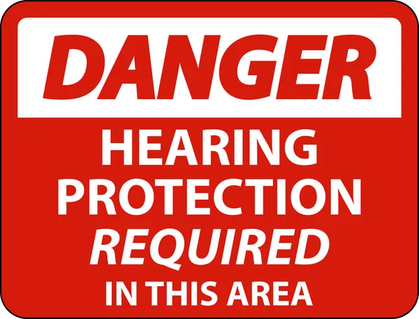 Danger Hearing Protection Required Sign White Background — Stockový vektor