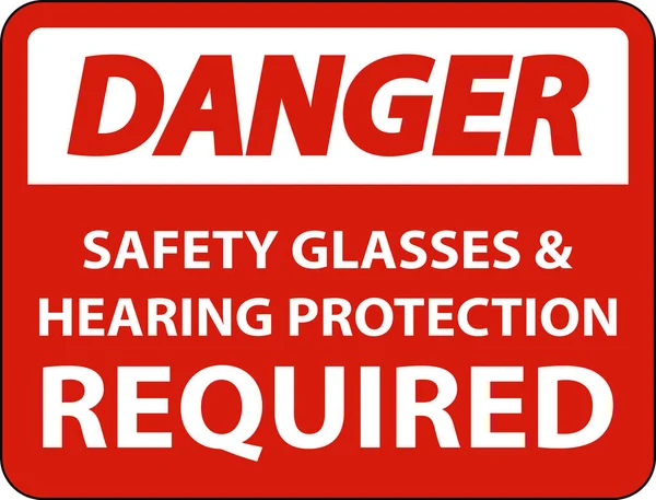 Danger Hearing Protection Safety Glasses Sign White Background — Vector de stock